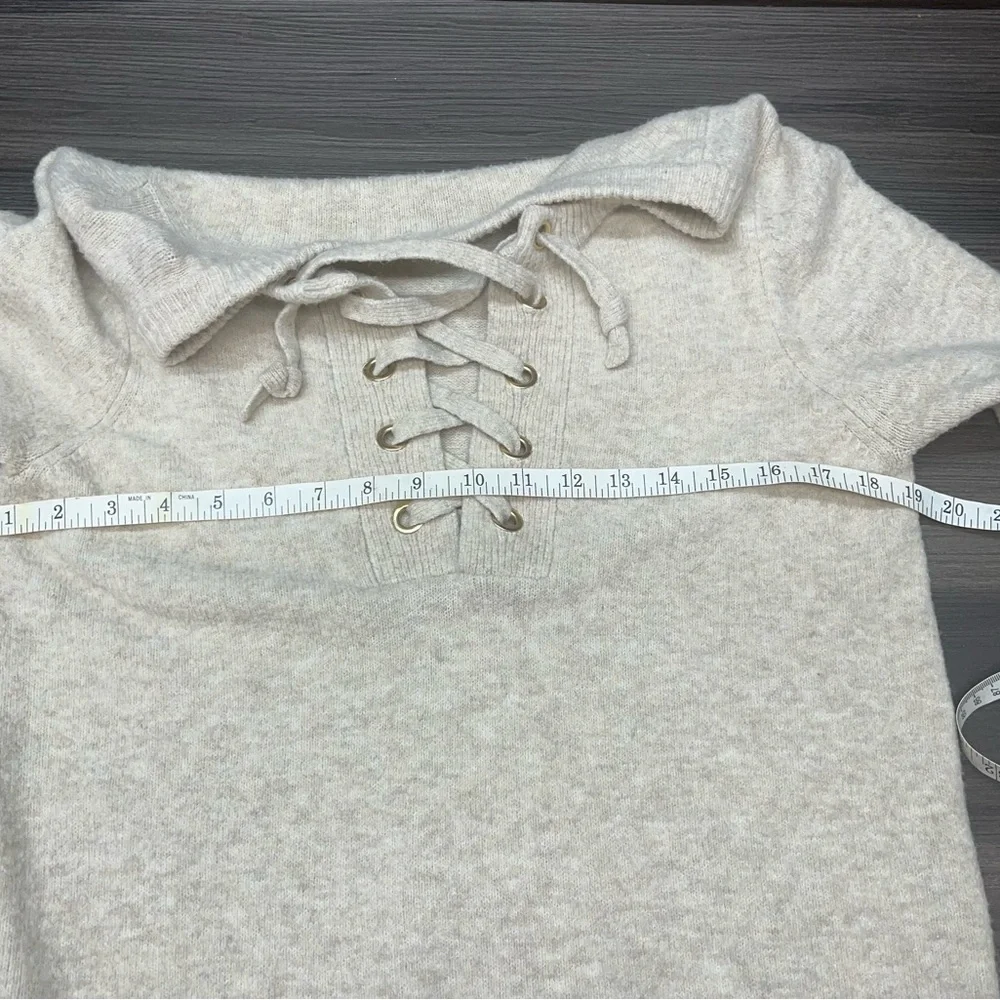 Ann Taylor Factory Beige Lace-Up Sweater Dress Knit Tunic Size L - Picture 7 of 10